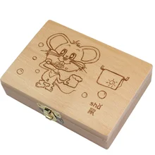 Baby Cartoon Animal Tooth Box Organizer for baby Save Milk Teeth Wood Storage Box 5,6,7,8 YEARS Teeth Box for kids Children