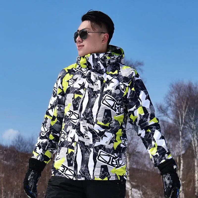 Лыжная куртка мужская водонепроницаемая ветрозащитная теплая утепленная куртка для походов, кемпинга, альпинизма, горного снега, сноуборда, зимняя мужская куртка - Цвет: green grey