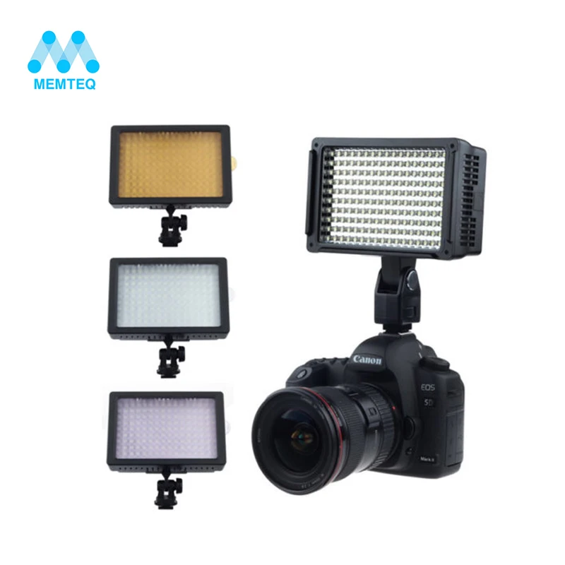 MEMTEQ Camera Accessories Flash 160 LED Video Light Hot Shoe Lamp Photo Studio Lighting for Canon Nikon Pentax Camera DSLR