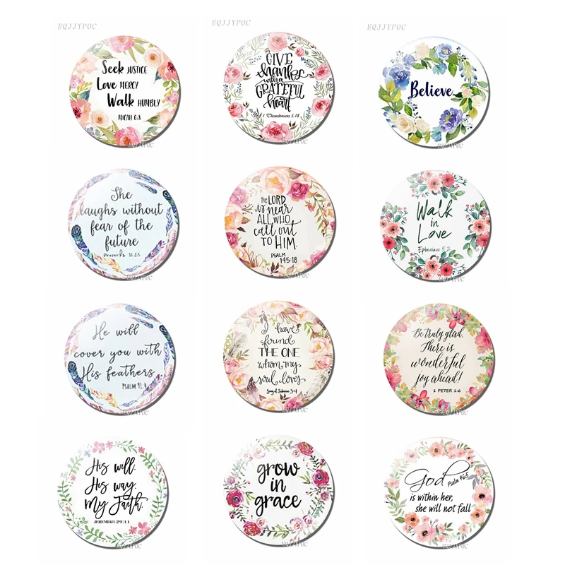 

Scripture Bible Verse Fridge Magnet Inspirational Faith Christian Gift 12PCS/LOT Glass Dome Refrigerator Magnetic Sticker Decor