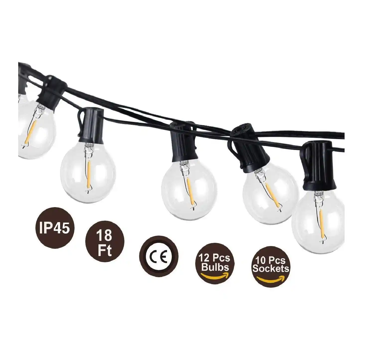 Anting 25Ft Impermeable Cadena de Luces con 12+1 Bombillas LED E12 Blanco C/álido 1 Bombilla de Repuesto Decorative Guirnalda de Luces para Jard/ín Terrace Patio Fiesta Boda G40 Guirnaldas Luminosas