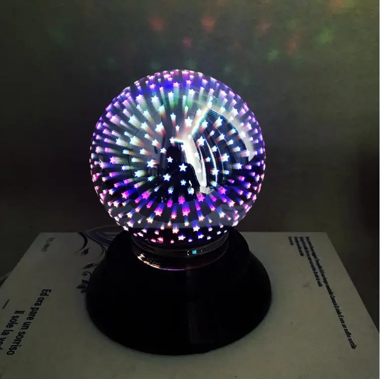 3D красочный волшебный стеклянный Ночной светильник, декоративная настольная лампа с USB/AA батареей, автоматический вращающийся светодиодный светильник Magic Meteor, светильник - Испускаемый цвет: small starry