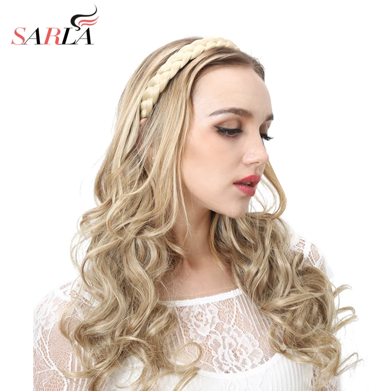 SARLA Braid Hair Band Twisted Headband Synthetic Stretch Plait Hair Elastic Band Black Blonde Hair Braid headbands for women H08