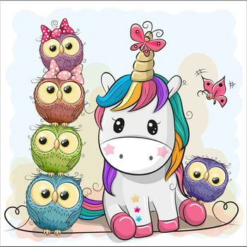 

Full square / round diamond 5D DIY diamond painting "unicorn owl" embroidery cross stitch children's educational handmade gift