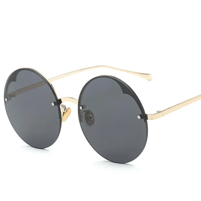 c1 gold gray EMOSNIA, новинка, модные, без оправы, круглые, негабаритные, солнцезащитные очки для женщин, большие, Ретро стиль, фирменный дизайн, винтажные, прозрачные линзы, градиентные солнцезащитные очки - Цвет линз: c1 gold gray