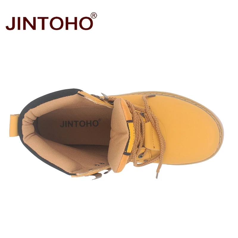 JINTOHO мужские зимние ботинки из натуральной кожи высокого качества для работы и