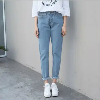 

2019 Vintage Boyfriend Jeans For Women High Waist Loose Trousers jeans Woman Casual Preppy Style Clothes Woman Denim Harem Pants