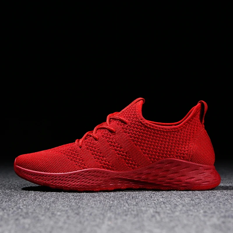 

2018 summer new breathable men's shoes red black gray comfortable non-slip soft mesh men's shoes