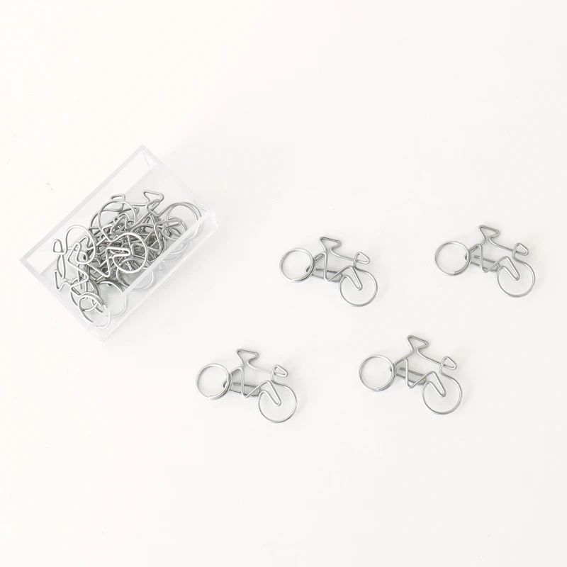 TUTU 10Pcs Cute Decorative Bicycle Shaped Paper Clips Scrapbook Memo Clip Metal Binder Paperclips Bookmark Stationery H0318