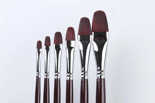 

112 Filbert Shape Professional Weasel Hair Artist Oil Paint Brushes Sets 6Pcs/set Wood Handle Oil Paint Brushes Sets