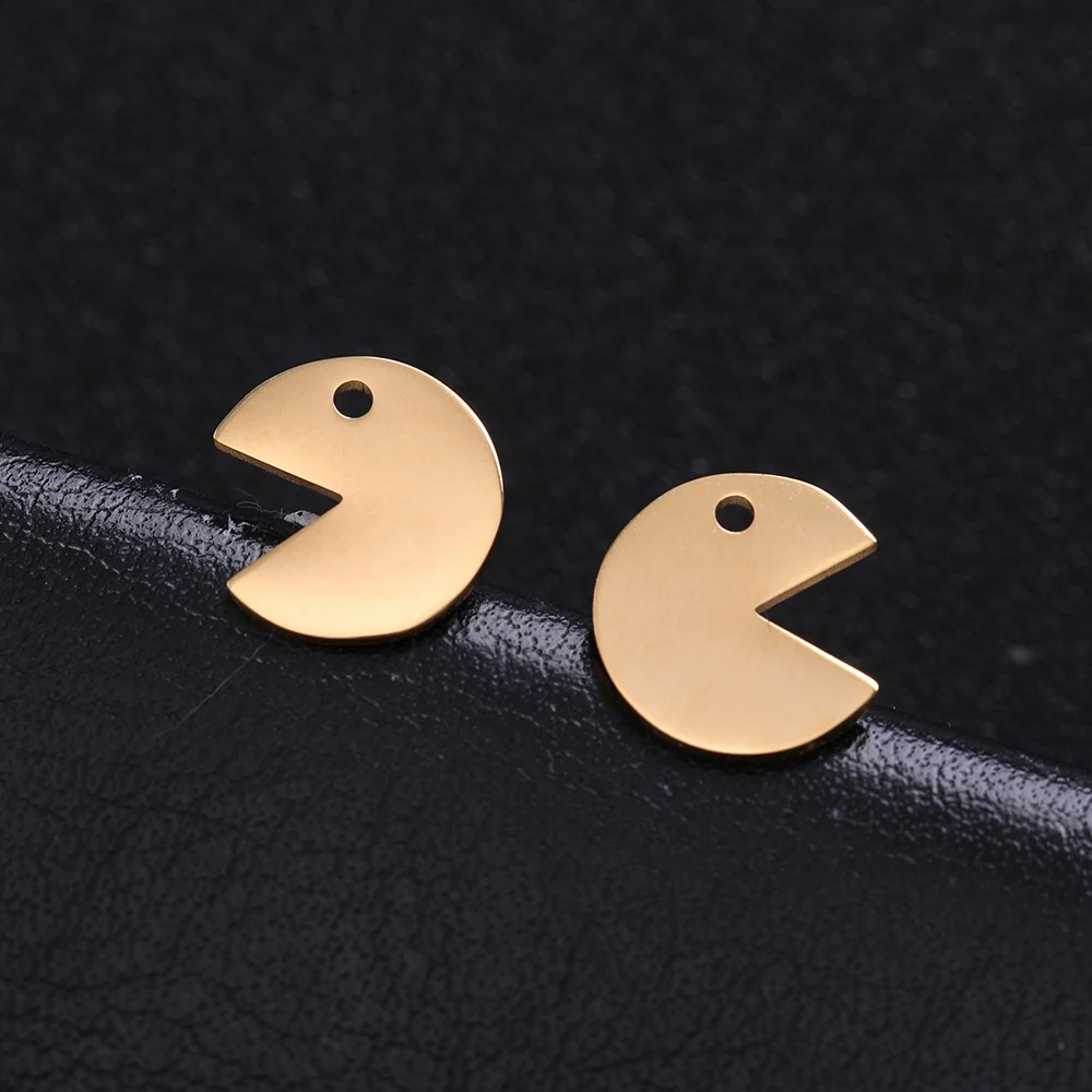 

Skyrim Women Girls Minimalist Smiling Face Stud Earrings Small Korean Earring Cute Pac-man Pac Man Stainless Steel Jewelry Gift