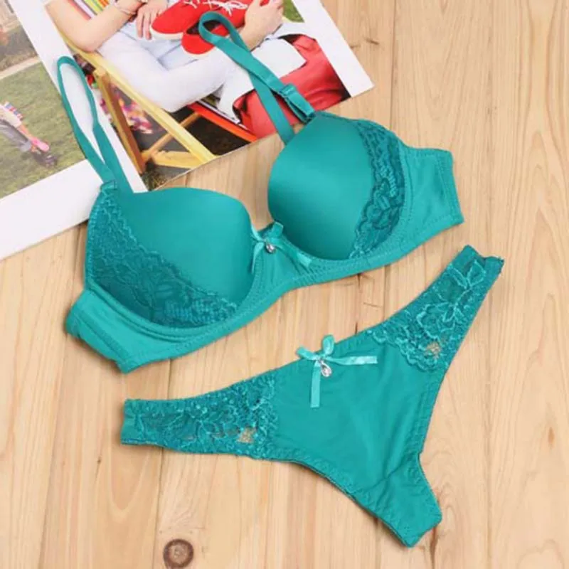 Solid Color Sexy Elegant Bra And Panty Set Women Bras Underwear Lady Push Up Bra Lingeries Bra Sets Brief Set Lingerie Set