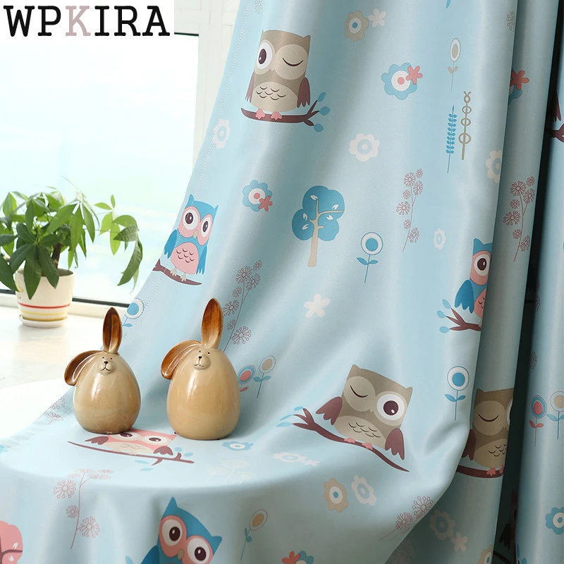 

Modern Cartoon Lovely Owl Curtains Printed Voile Window Screen Yarn Panel Kids Boys Room Bedroom Curtains Tulle Drapes 220&20
