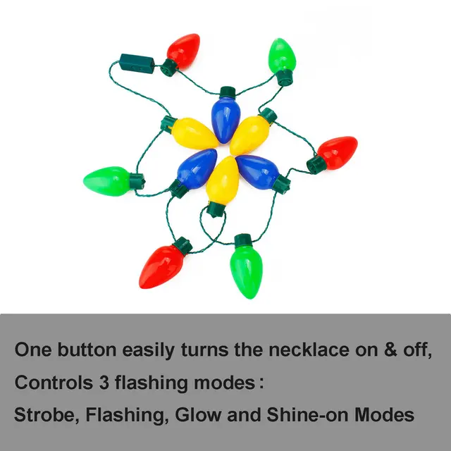 Amazon.com: 9PCS Christmas Light Necklace, Tinsel Light up Christmas  Necklaces Accessories, 7 Bulb Red Yellow Blue Green Necklaces Party  Supplies, 3 Modes Xmas Accessories Favors for Ugly Sweater New Year Bulk :