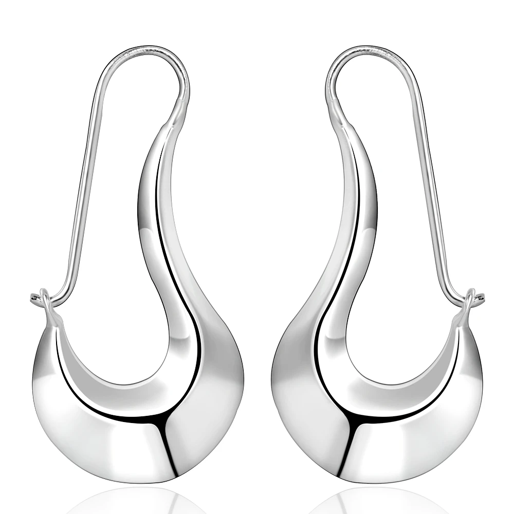 silver plated High Quality Geometric Big Hook Earrings Jewelry For