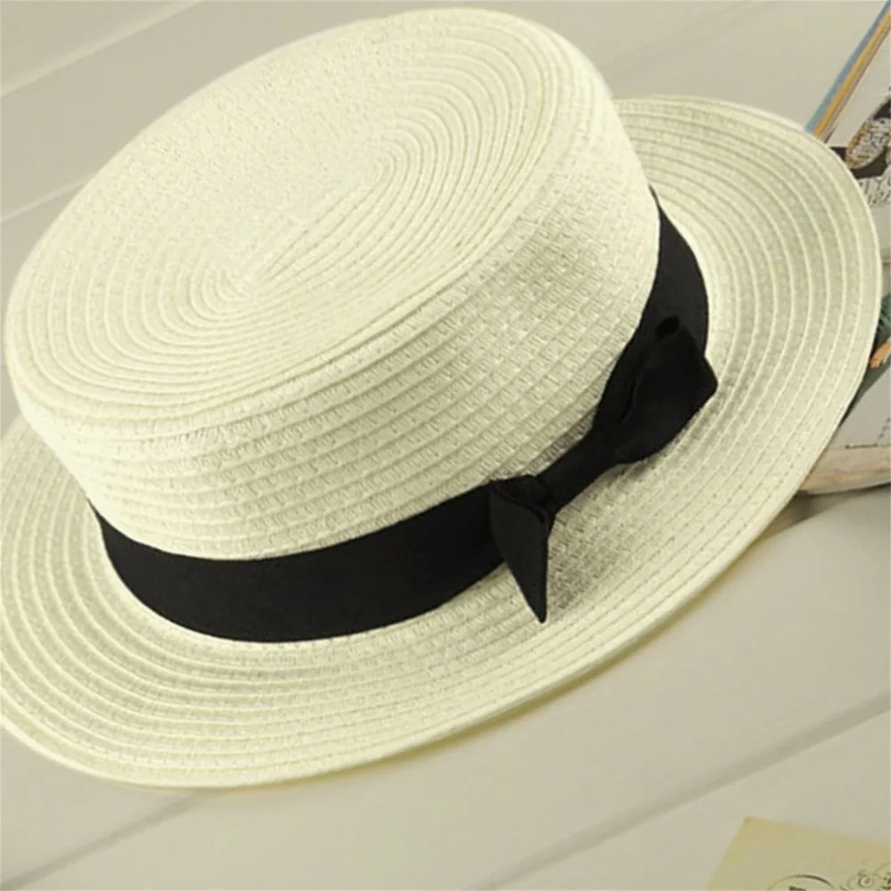 Boater солнцезащитные очки лента круглый плоский Топ Соломенная пляжная шляпа для мамы Дети Панама летние шляпы соломенная бейсболка Gorras
