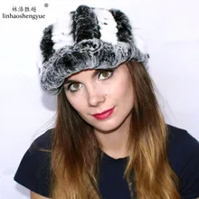 Linhaoshengyue кролика рекс меховая женская шапка зимние теплые cap