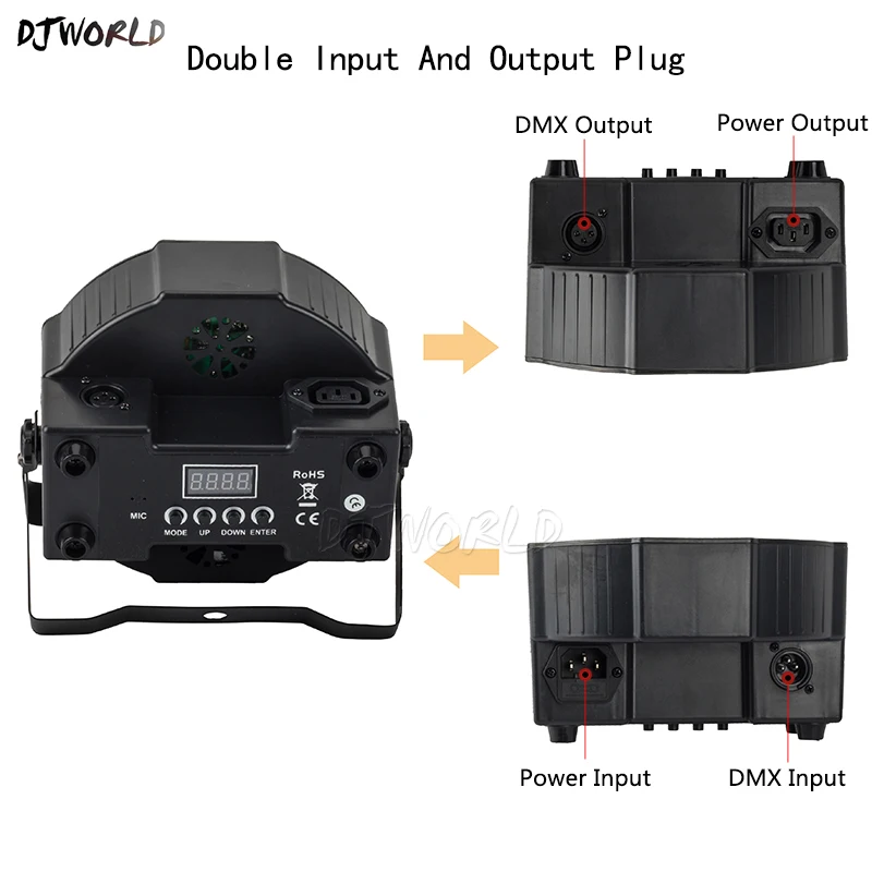 Djworld светодиодный Par 7x18 Вт RGBWA+ УФ сценический светильник Профессиональный DMX512 эффект светильник ing power In/Out для клубов Домашние развлечения Dj Disco