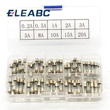 Промо-акция! 100 шт набор 5x20 мм быстро выдувные стеклянные трубки предохранители в ассортименте наборы, быстро выдувные Стеклянные Предохранители