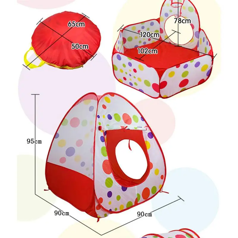 3 шт детская игровая палатка для ползания, туннель, мяч, яма с Баскетбольным кольцом, 100 шт, Океанский шар, крытый, открытый игровой домик для мальчиков и девочек(красный