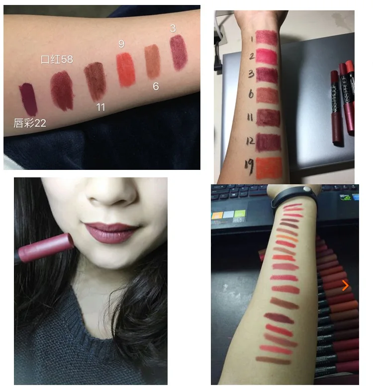 Tatuagem à Prova Água de Longa-duração de Veludo Monte de Maquiagem Menow Vermelho Batom Nude Matte Verdadeira Cor Marrom Lápis Conjunto 6 Pcs d' 9 Água de Longa-duração de Veludo Vermelho Batom