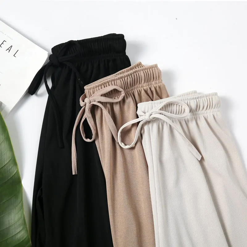 Новые летние модные тонкий лед шелк Kintted брюки Для женщин Элегантный Drawstring лук