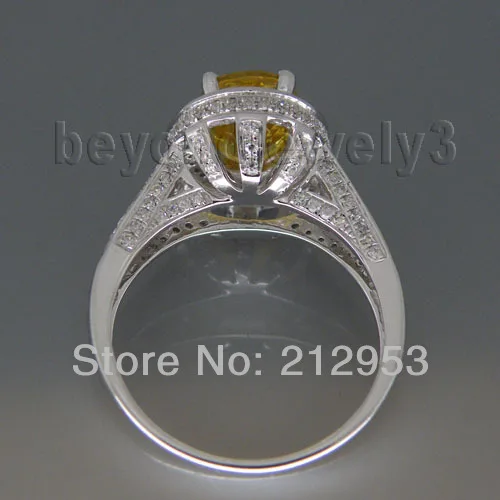 Charming Natural Diamond Yellow Sapphire Ring Oval 7x9mm In 14Kt White Gold Yellow Sapphire Wedding Ring R00320