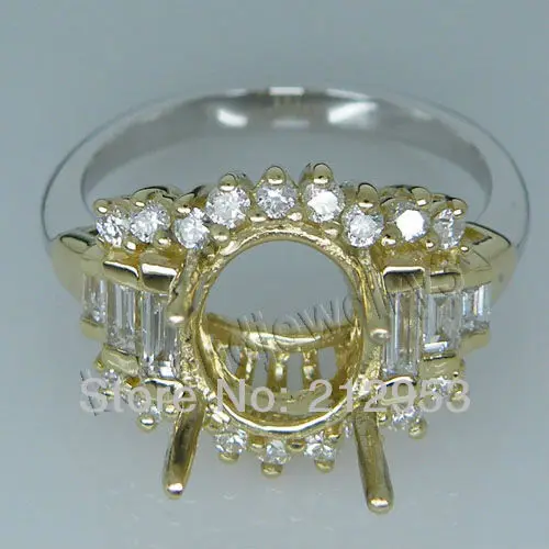 

Vintage Oval 8x10mm 14Kt Two Tone Gold Engagement Setting Wedding Ring G090342