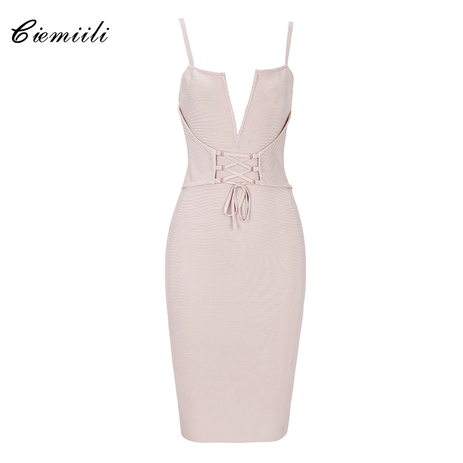 

CIEMIILI Backless Back Zipper Spaghetti Strap Bandage Dress Evening Party 2018 Summer New Stylish Chic Night Out Bodycon Vestido