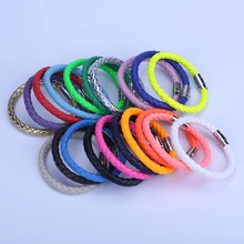 Простые панковские разноцветные черные темно-синие оранжевые кожаные серебристые браслеты с магнитной застежкой браслет для пары унисекс