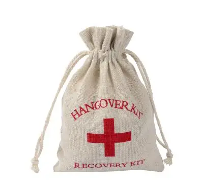 

Cotton linen first aid bag Red Cross hangover kit storage bag