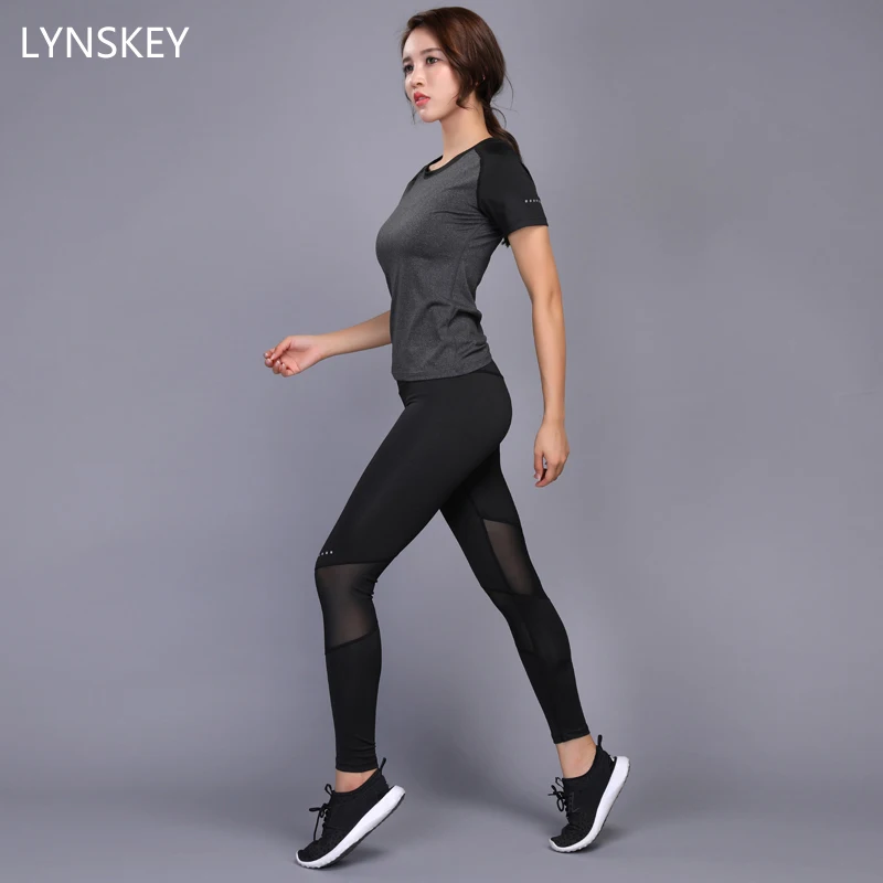 LYNSKEY Sexy Yoga Set Women Fitness Running Shirt Pants Breathable Gym Workout Clothes Compressed Yoga Leggings