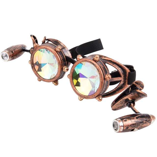 Steampunk Goggles Glasses Vintage Retro Welding Gothic Punk Sunglasses Kaleidoscope Colorful Glasses 1