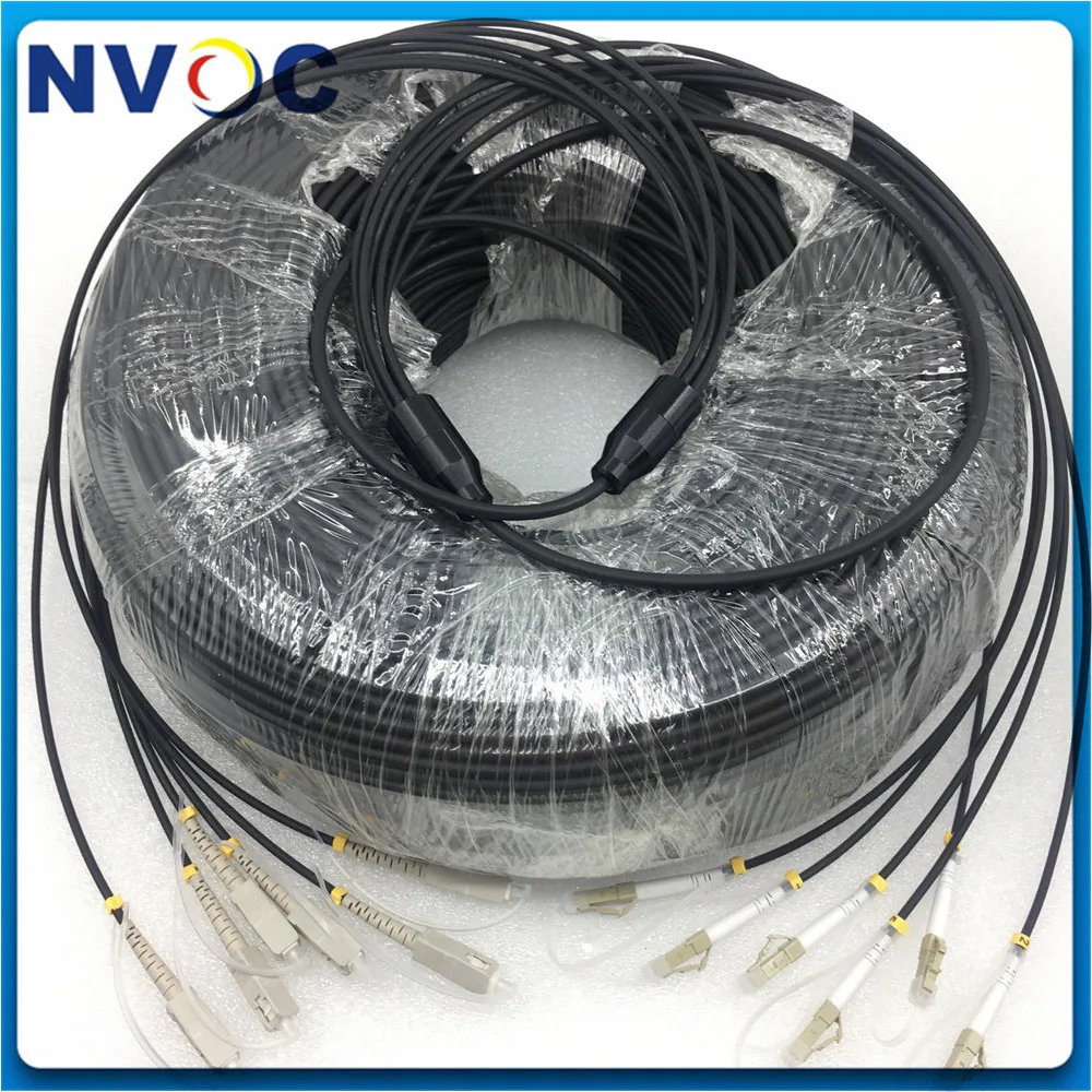 

4/6/8/12C SM OM1 OM2 OM3 OM4 Armored 8Fibers Fiber Optic Armoured Patch Jumper Cable 8Core 100M LC/SC/ST/FCUPC Armored Patchcord