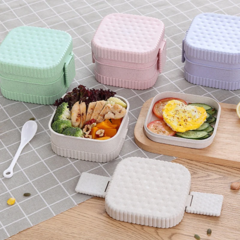 

650ml School Lunch Box For Kids Japanese Bento Boxes Wheat Straw Box For Meal Prep Lunch Box Containers With Compartments