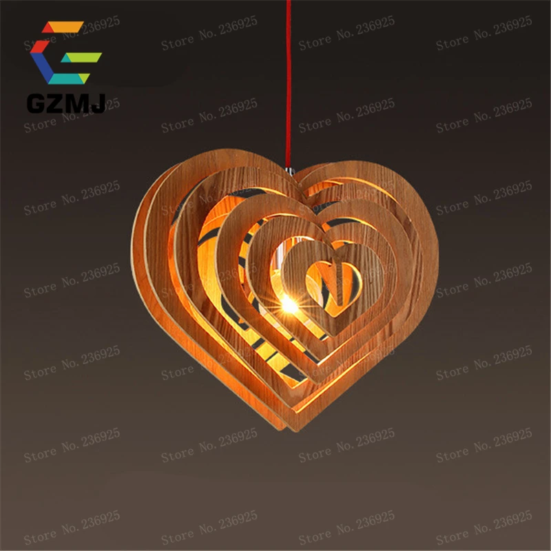 Modern Nordic Style Wood Pendant Lights Dining Room American Country Pendant Lamps Ceiling Fixtures Lighting for Living Room
