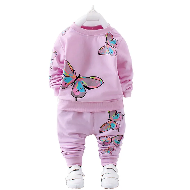 Spring Autumn Newborn Baby Girl 2PCS Children Clothes Suit Kids Tracksuit Printed T-shirt+Casual Pants