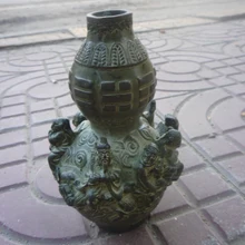 Очень редкая старинная бронзовая ваза MingDynasty, резьба 8 феи, хорошая скульптура, с отметкой