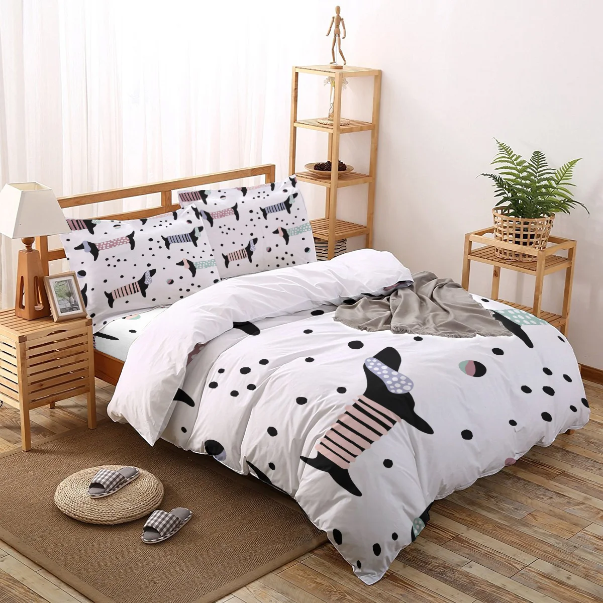 SHOWHOME пододеяльник набор такса мультфильм милый 4 комплект постельного