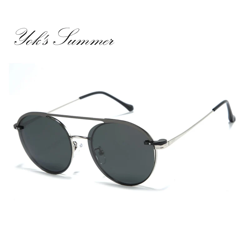 YOK'S Polarized Magnet Clip On Sunglasses Black Mirror Flip Up Clamshell Myopia Driving Glasses customize Optical Sunglass H1297 - Цвет линз: C2 Silver Frame