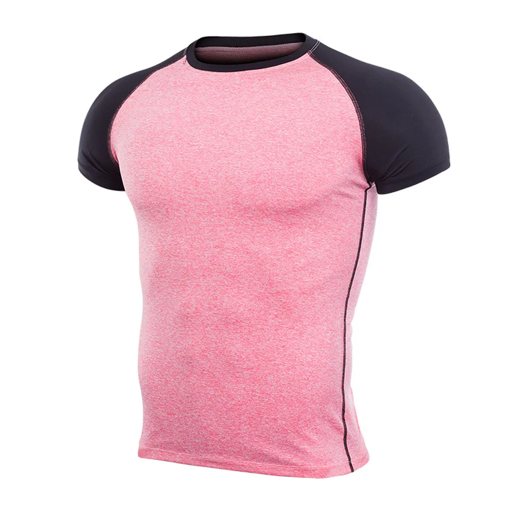 Chamsgend Спортивная футболка для бега фитнеса мужская с коротким рукавом дышащая летняя эластичная быстросохнущая футболка размера плюс футболка Топы