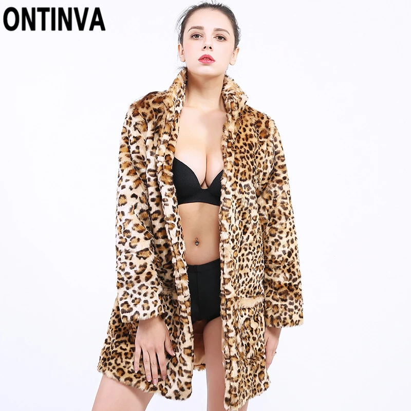 Longue Casual Taille Poche Faux Moelleux Double Femmes Manteau 4xl Automne Plus Léopard Pardessus Imprimé De Leopard Manteaux Mode Hiver Print Chaud Femme Fourrure La w4Rq0E7Yx