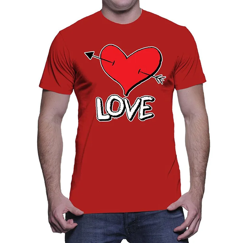 

Family T Shirts Men'S Crew Neck Print Short Love Heart With Arrow Tee