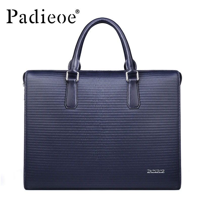 

Padieoe Men's Genuine Leather Briefcase Real Cow Leather Handbag Business Tote Laptop Bag Men's Travel Shoulder Bag For Male