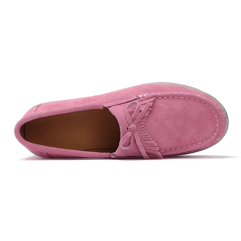 platform shoes for women slip on loafers suede cow leather breathable comfortable fashion womens walking casual shoes