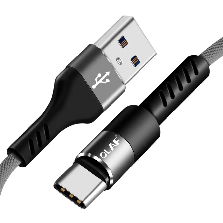 Олаф usb type-c кабель для Xiaomi redmi Note7 Mi8 мобильный телефон Быстрая зарядка USB C кабель type-c кабель для samsung S9 S8 S10 USB-C - Цвет: Gray