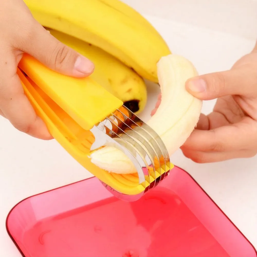 1 pc Stainless Steel Slice Cutter Banana fruit Ham Sausage Cut Cucumber Slicer Home Kitchen Cooking Tools