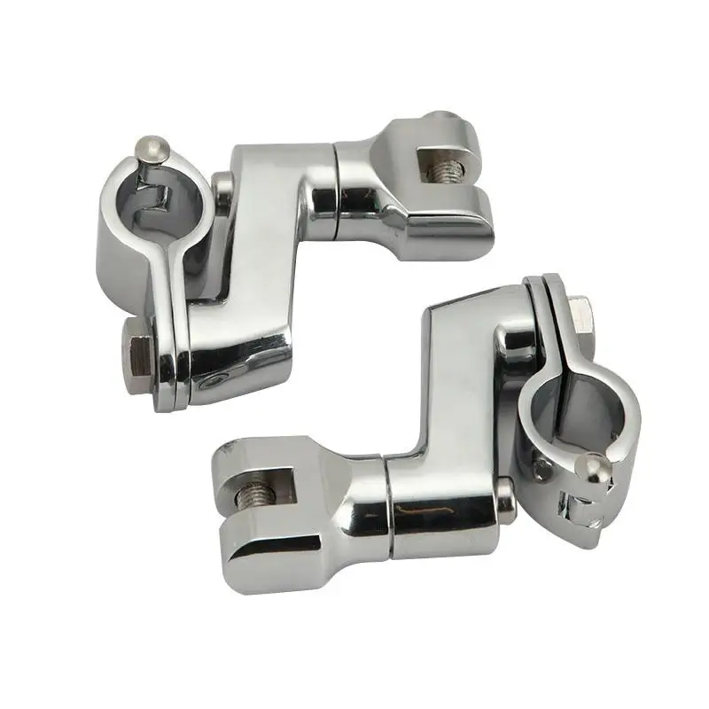 2x Chrome Motorcycle Brake Pedal Longhorn Offset Foot Peg Mounts With