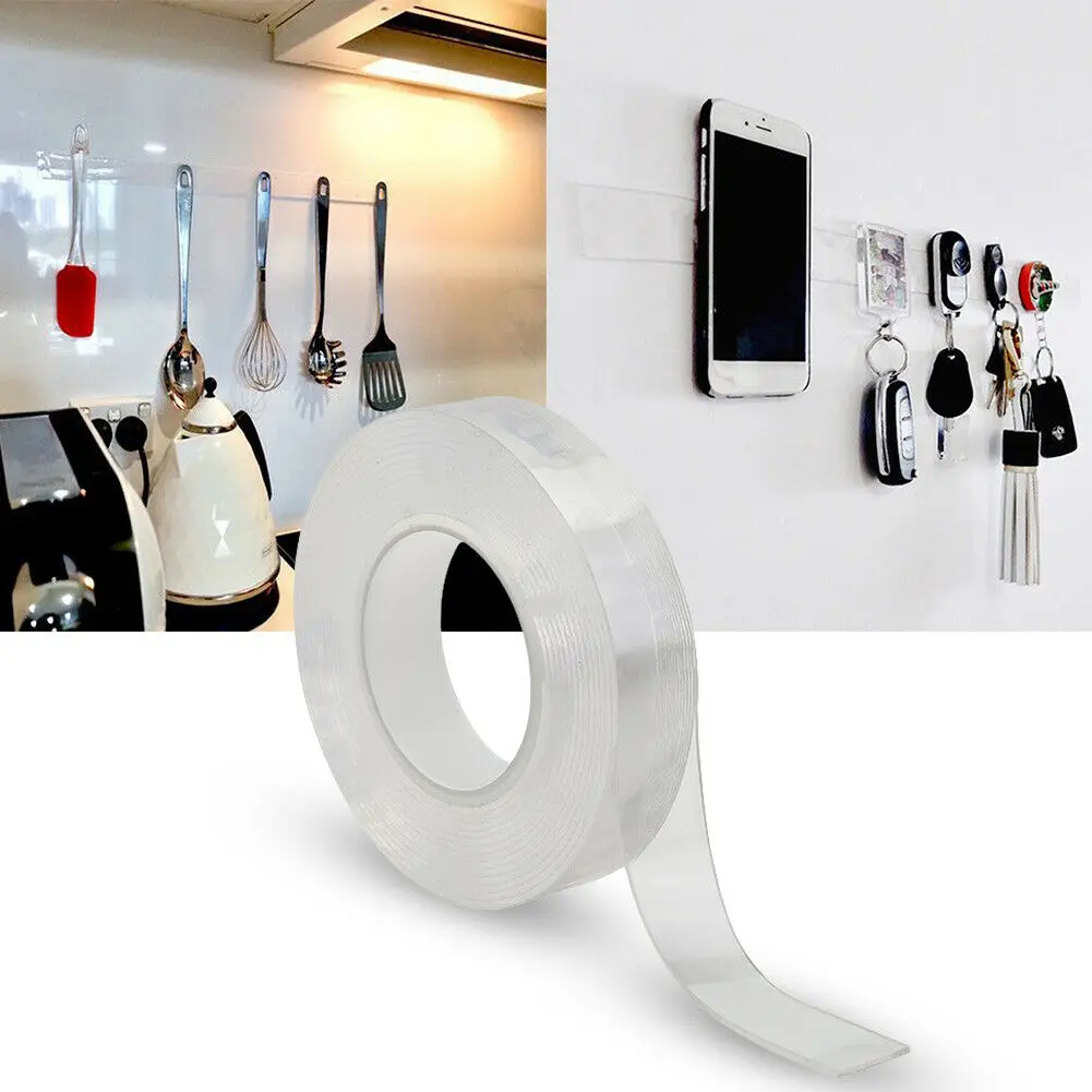

1/ 3/5M DOUBLE-SIDED Adhesive Nano Tape Traceless REUSABLE REMOVABLE Transparent Super Stickiness Magic Fixed Adhesive