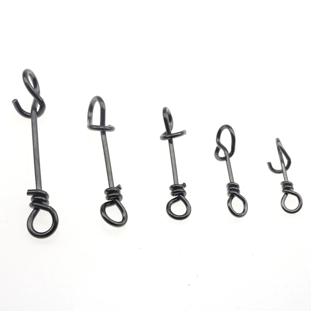 50 BLACK SNAP SWIVELS BARREL SWIVEL WITH SAFETY SNAP SIZE 14 SNAPS QUICK CLIP